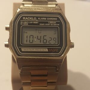 Racklo RQ-1814A Goldtone Digital Alarm Chrono Men's Watch